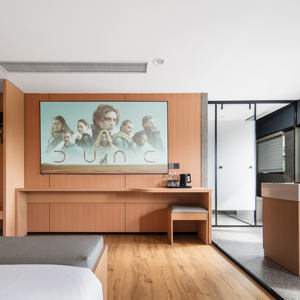 Custom-Size 3-4 Sterne Hotel Design Massiv Eiche Holz Schlafzimmer Set Gästezimmer Möbel inklusive Stoff Material für Wohnung - Product Image 2