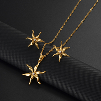 Colliers et boucles d'oreilles avec pendentif fleur Mayotte pour femmes - FranceJewelry Cadeau de fête # 384506
