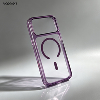 Coque de téléphone VAWI B559 avec support rotatif à 360°, coque arrière rigide transparente brillante en PC pour iPhone 17 18 Pro Max