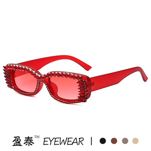 Trendy Square Rhinestone <b>Sunglasses</b> <b>Small</b> <b>Frame</b> Women's UV400 PC Lens Street Style - Product Image 3