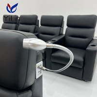 Ensemble de canapés inclinables électriques 4 places en cuir noir avec structure métallique, canapé inclinable moderne pour home cinéma avec chargeur USB pour salon
