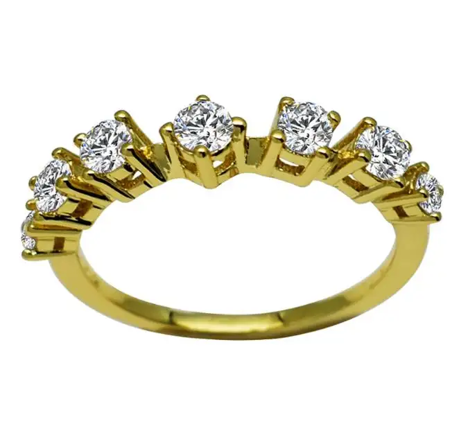 Tùy chỉnh phong cách thời trang chia sẻ dòng duy nhất GYPSY prong thiết lập bất 9K 14k 18K vàng Wedding Ring trang sức