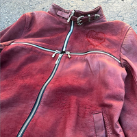 DiZNEW Design Europe Hot Diznew Veste en cuir rouge classique, montrant le charme de la personnalité élégante de la mode