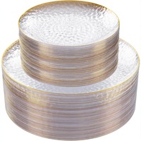 Assiettes jetables en plastique pour fêtes, assiettes transparentes texturées martelées et satinées, assiettes en PS de qualité alimentaire pour mariage et restaurant