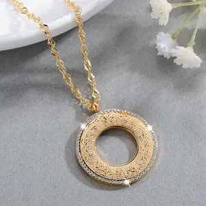 Islamic Calligraphy Arabic Iced Out Pendants Gold Muslim Religion Surat Al Kafirun For Women Spirit Prayer Allah Necklaces Gift