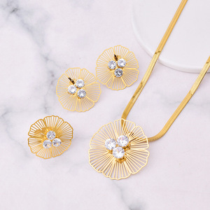Lucky Clover <strong>Necklaces</strong> for Women Teen Girls Cute Gold Stainless Steel Clover Earrings <strong>Rings</strong> <strong>Necklace</strong> Prom <strong>Wedding</strong> Jewelry Set - Product Image 2