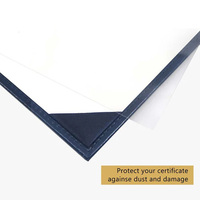 Couverture de certificat de titulaire de diplôme en cuir PU personnalisé marine avec logo en feuille d'or
