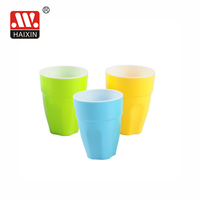 Gobelet en plastique Haixin 400 ml, vert, bleu, jaune, double couleur, incassable, pour cuisine, camping, fête