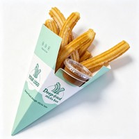 Boîte à churros en papier avec logo personnalisé et porte-sauce, emballage alimentaire en papier pour churros, gobelet à snack pour boulangerie, nourriture de rue