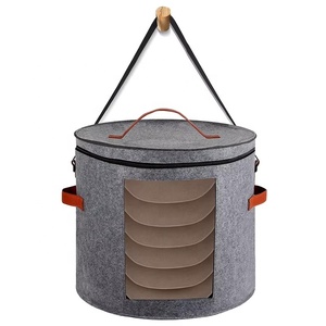 Boîtes de rangement pour chapeaux en <span class=keywords><strong>feutre</strong></span>, rondes, pliables, douces, de luxe, anti-poussière et anti-salissures, avec couvercle anti-poussière, pour le voyage et l'organisation des chapeaux, vente en gros - Product Image 1