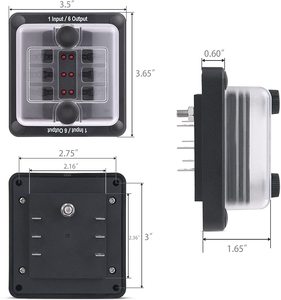 Boîte à fusibles à lame ATS 6 voies 12V étanche <span class=keywords><strong>1</strong></span> en 6 sorties avec indicateur d'avertissement LED couvercle anti-humidité pour chariot de <span class=keywords><strong>golf</strong></span> RV camion DC 12-24V - Product Image 2