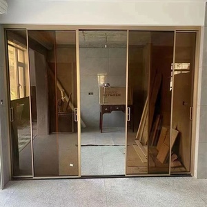 Décoration intérieure porte vitrée <span class=keywords><strong>coulissante</strong></span> noire avec fenêtre terrasse cloison vitrée <span class=keywords><strong>coulissante</strong></span> autre porte système télescopique 4 panneaux feuille - Product Image 5