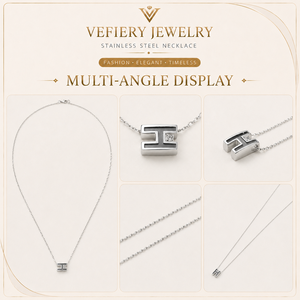 Collier en acier inoxydable couleur argent tendance pour femmes - Product Image 4