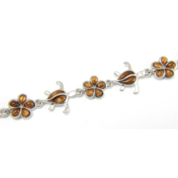 Bracelet Hawaïen Tendance : Tortue de Mer Plumeria en Bois de Koa Naturel et Argent Sterling
