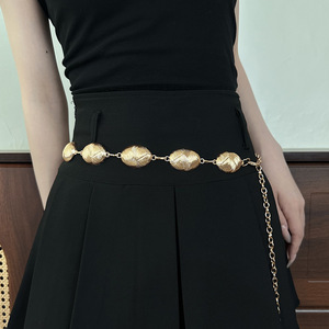 Nouvelle chaîne de taille vintage ethnique en alliage pour <span class=keywords><strong>femme</strong></span>, <span class=keywords><strong>ceinture</strong></span> décorative en métal doré et argenté pour les vacances à la plage - Product Image 2