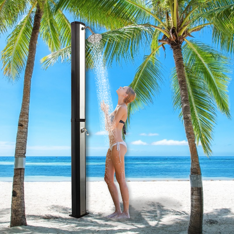 Chauffé au soleil À L'extérieur En Plein Air En Acier Inoxydable Solaire Colonne de Douche Avec Lave-pieds