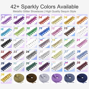 Lacets de chaussures personnalisés, larges (8-9 mm), plats, dorés, brillants, métalliques, à paillettes colorées, pour chaussures de sport, chaussures décontractées et baskets - Product Image 2