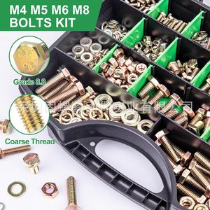 Hex <b>Bolts</b> Kit M4 M5 M6 M8 Grade 8.8 Coarse Thread Zinc Plated Carbon Steel Nuts Washers Set Boxed Standard DIN 933 - Product Image 1