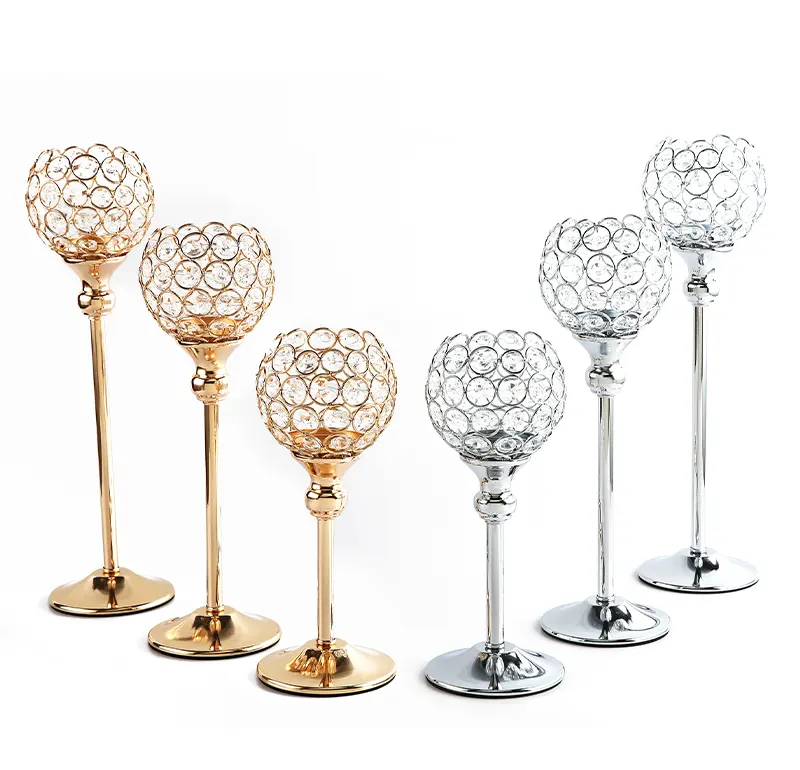 Crystal Candle Holders golde dourado Silver Candlestick Candelabros para Decorações De Mesa Centerpiece