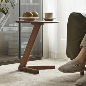 Solid Wood <b>Coffee</b> <b>Table</b> Walnut Round <b>Small</b> Side <b>Table</b> For Living Room Sofa - Product Image 4