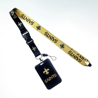 Cordon de téléphone promotionnel en polyester noir avec boucle, 32 équipes de football (Lions, Cowboys), lanière de cou, porte-badge, porte-carte