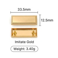 Étiquette rectangulaire en métal pour vêtements 35x10mm Or rose, Or brillant, Noir, Argent, Nickel noir, Or mat, Alliage de zinc, Découpe laser, Étiquette unie