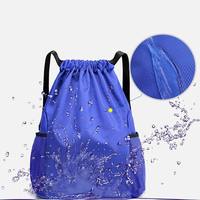 Sac à dos de sport imperméable en polyester de haute qualité, réutilisable, avec cordon de serrage et poches, idéal pour la gym et les activités de plein air