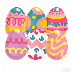 Jialin - Vajilla Desechable de Papel con Diseño de Huevos de Pascua para Fiestas, Decoración de Mesa, Platos, Juegos de Vajilla - Product Image 2