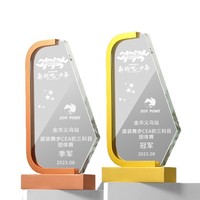 Trophée en cristal transparent trapezoïdal à bords dorés, personnalisé en usine, pour les souvenirs de compétition sportive