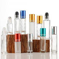 Flacon à bille en verre dépoli transparent personnalisé avec logo, 5 ml, 8 ml, 10 ml, 15 ml, pour huiles essentielles et parfums, avec capuchon