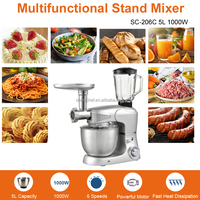 Batteur sur socle multifonction 1000W 5L 6L pour pâte, gâteau, œufs, avec mixeur 1,5L et hachoir à viande
