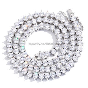 <span class=keywords><strong>Collana</strong></span> da Tennis rotonda da 4MM con catena di gioielli alla moda con zircone cubico Non ribaltabile in argento placcato <span class=keywords><strong>collana</strong></span> da Tennis da <span class=keywords><strong>donna</strong></span> - Product Image 3