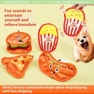 Jouets pour animaux de compagnie croisés résistants aux morsures Simulation sonore à auto-soulagement Jouets pour chiens en PVC Hamburger Fries non pourries pour chiens - Product Image 5