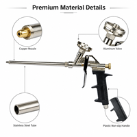 Pistolet pulvérisateur réutilisable en métal pour mousse PU, buse en cuivre, poignée antidérapante, valve en aluminium pour le remplissage des joints et l'isolation dans la construction