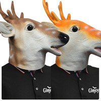 Masque animalier en latex Tête de cerf Sika pour Halloween, fête costumée, accessoire de déguisement amusant pour adulte, support personnalisé, vente en gros
