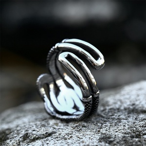 Irregular Cuff <b>Ring</b> Jewelry Stainless Steel Snake Shape Finger <b>Rings</b> <b>Men</b> - Product Image 4