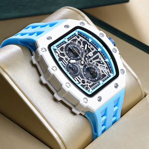 <span class=keywords><strong>Montre</strong></span> à quartz <span class=keywords><strong>TSAR</strong></span> BOMBA, fabrication directe, pour homme, <span class=keywords><strong>montre</strong></span>-bracelet de luxe de forme tonneau avec bracelet en silicone, pour la mode et les affaires - Product Image 3