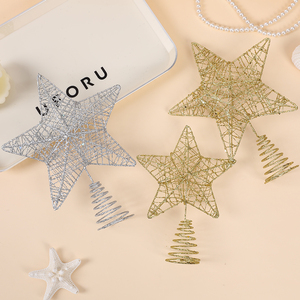 Three-Dimensional Iron Powder Five-Pointed Star Christmas <b>Tree</b> Topper Decoration - Product Image 4