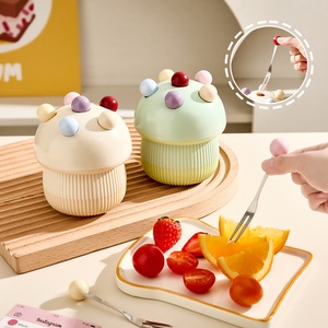 Ensemble de fourchettes à fruits créatives avec logo/couleur personnalisés, pot de rangement, fourchettes à dessert au style de dessin animé mignon pour la cuisine domestique - Product Image 1