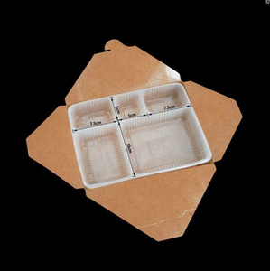 Caixa de papel do cartão descartável da caixa do almoço do cartão da embutir recipiente do papel do alimento com bandeja plástica interna - Product Image 2