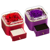 Nouvelle tendance 2024 unique immortel Rose anneau boîte à bijoux coloré infini fleur préservée éternelle Rose boîte avec collier d'amour