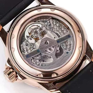 Reloj de Lujo para Hombre de Alta Calidad OEM con Tourbillon Automático, Reserva de Marcha, Cristal de Zafiro, Caja de Oro Rosa, Esfera Negra y Correa de Lona Negra - Product Image 3