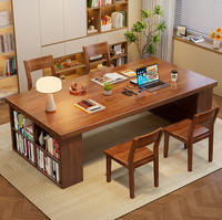 Bureau en bois massif avec étagère ouverte double face, table à manger en bois de frêne pour bureau à domicile