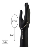Bracelet en acier inoxydable plaqué or OEM pour femme, bijoux d'usine, chapelet cœur gravé pour la mode catholique, bracelets à maillons de chaîne