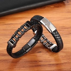Bracciale in Pelle da <span class=keywords><strong>Uomo</strong></span> con Catena di Bicicletta in Acciaio Inox, Design Punk con Motivi Speciali, Multicolore, Regalo di Compleanno - Product Image 4