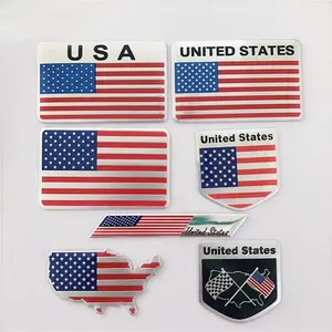 Personnalisé 3D Feuille D'aluminium USA Drapeau Etats Unis Carte Emblème D'insigne de Voiture Autocollant Rayures Décalque