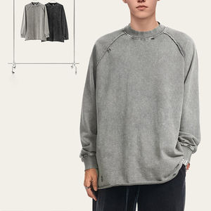 Sudadera de Cuello Redondo con Dobladillo Enrollado, Estilo Vintage Lavado, para Hombre y Jóvenes, Personalizable, Manga Larga, Deportiva - Product Image 5