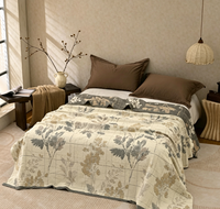 Couverture de lit jacquard en chanvre écologique quatre saisons Jacquard Floral Vine 200cm*230cm
