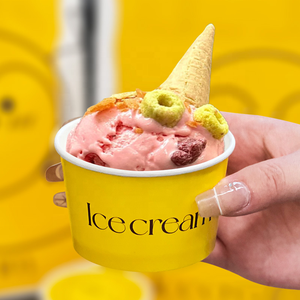 Kem Cốc giấy với nắp giấy và muỗng tùy chỉnh khác nhau Ice Cream cốc giấy - Product Image 2