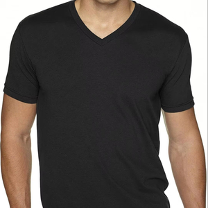 LOGO personnalisé T-shirt solide à col en V pour hommes 100% coton 180g Diverses couleurs Chemises de haute qualité Tops imprimés Numéro de modèle INS - Product Image 1